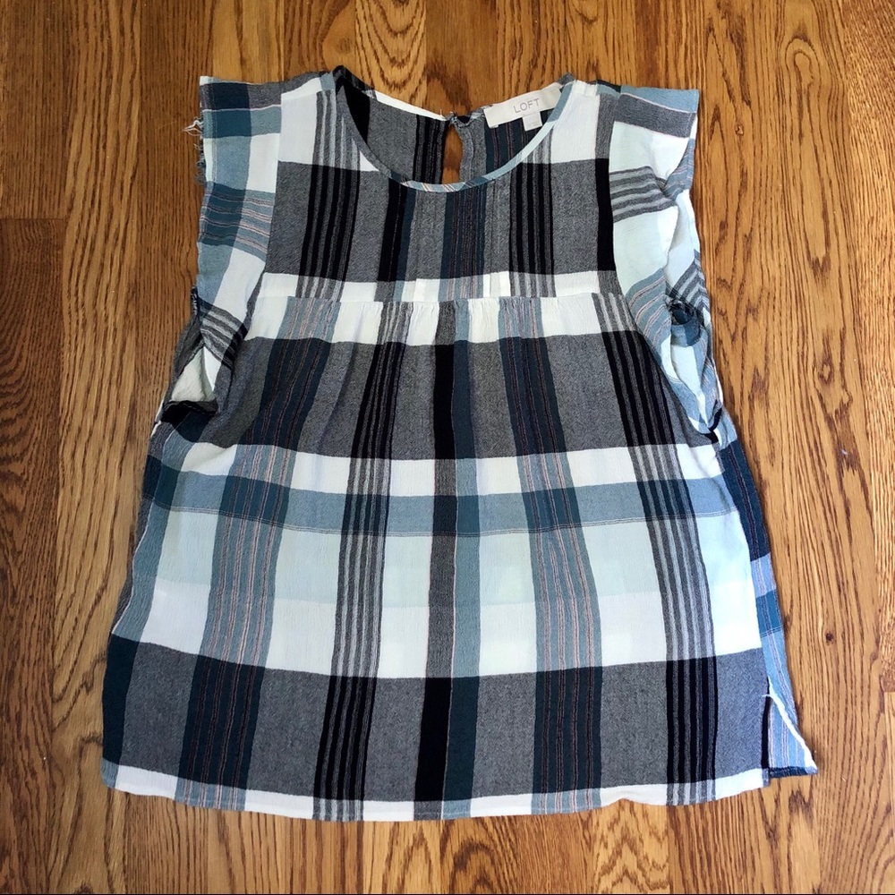 LOFT Flowy Plaid Top